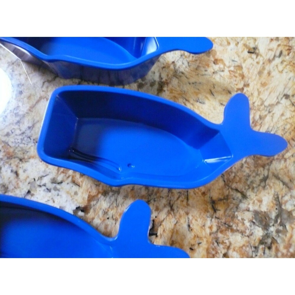 Nantucket Seafood Set of 4 Blue Whale Butter Sauce Dishes Melamine